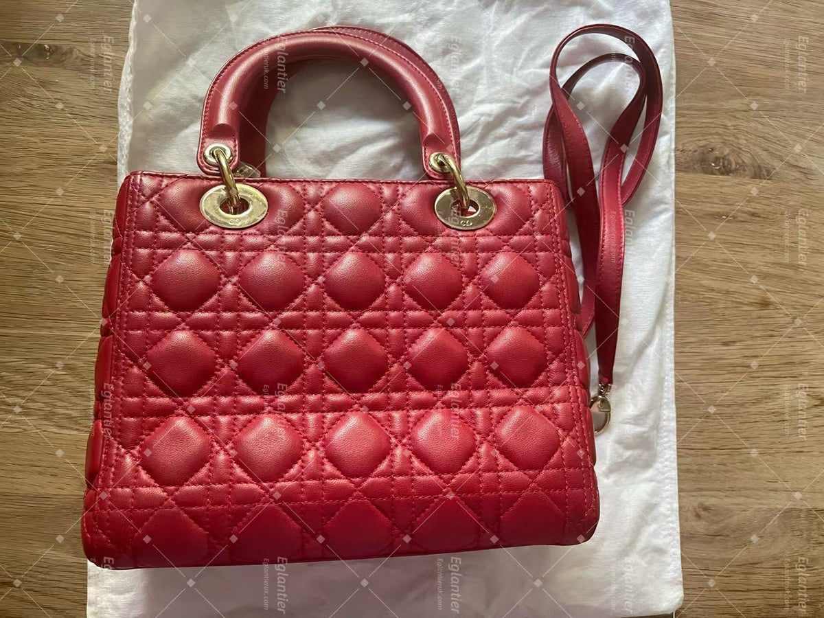 lady dior medium red lambskin