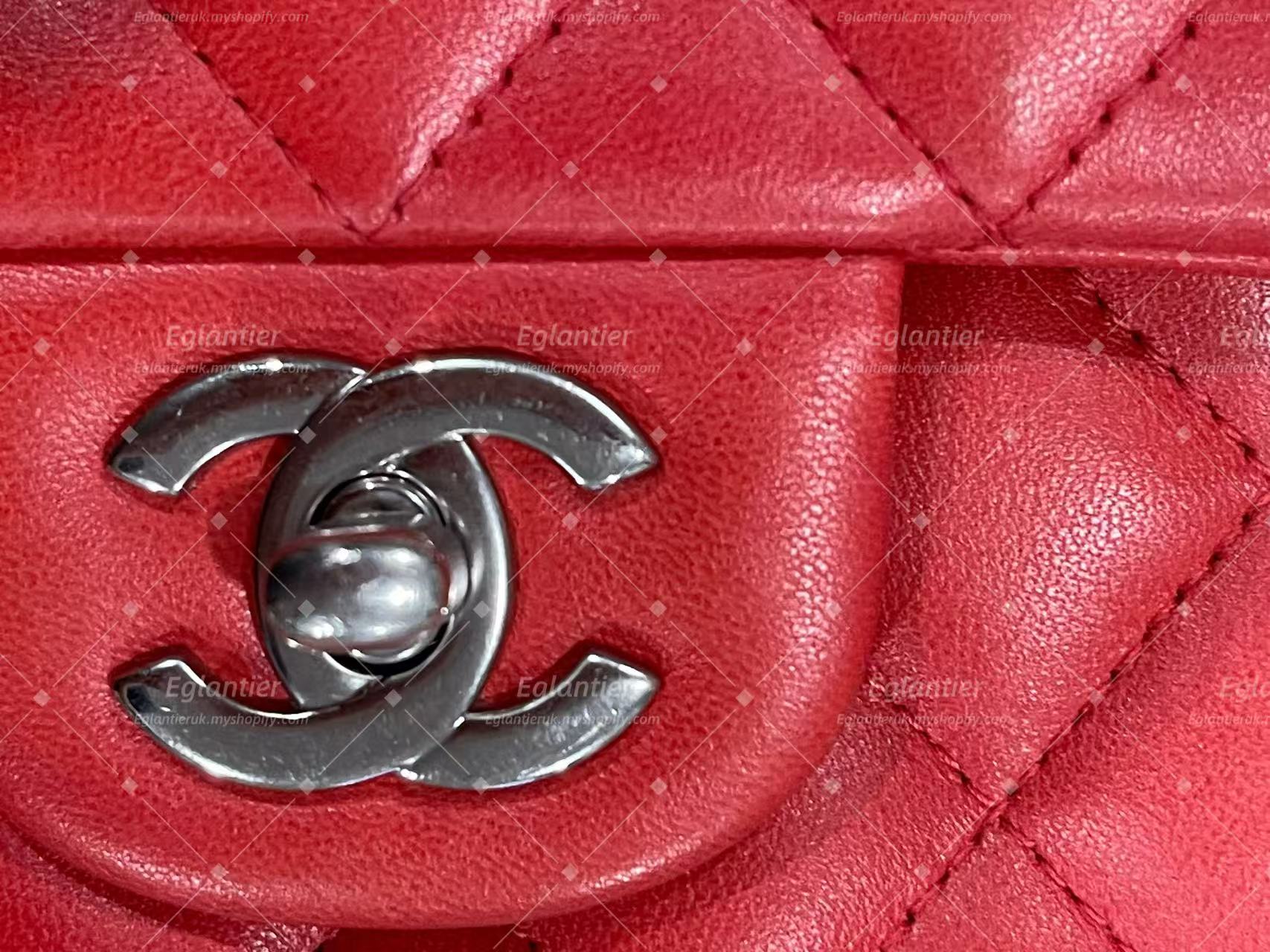 Chanel Timeless Classic flap mini rectangle lambskin red