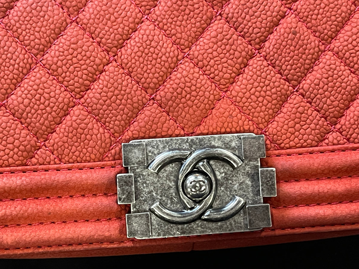 chanel leboy medium pink flap bag caviar silver hardware