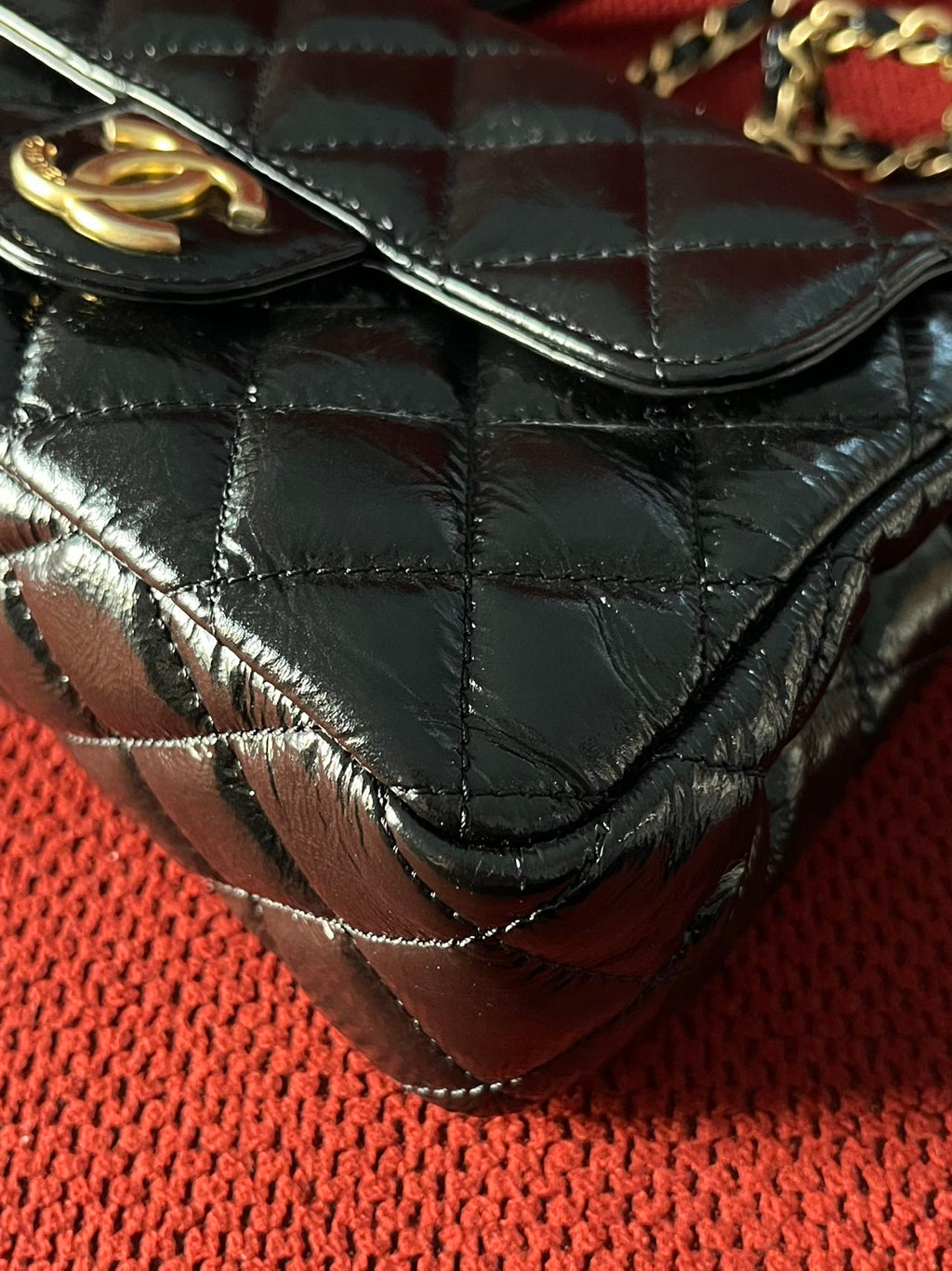 Chanel small hobo bag black crinkled calfskin gold hardware