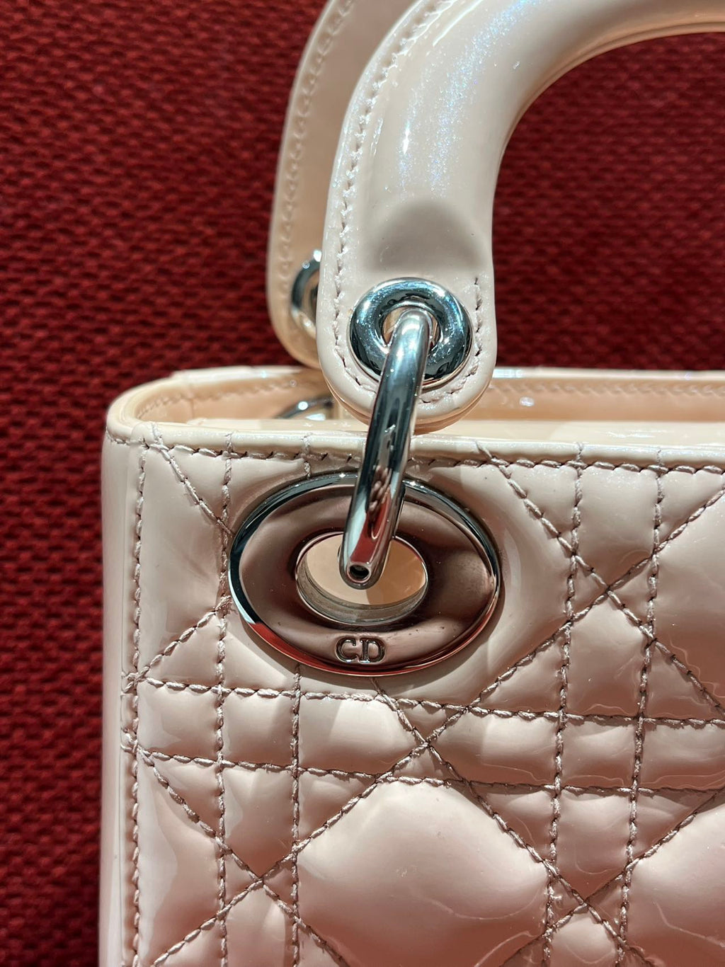 Lady dior mini pink patent leather