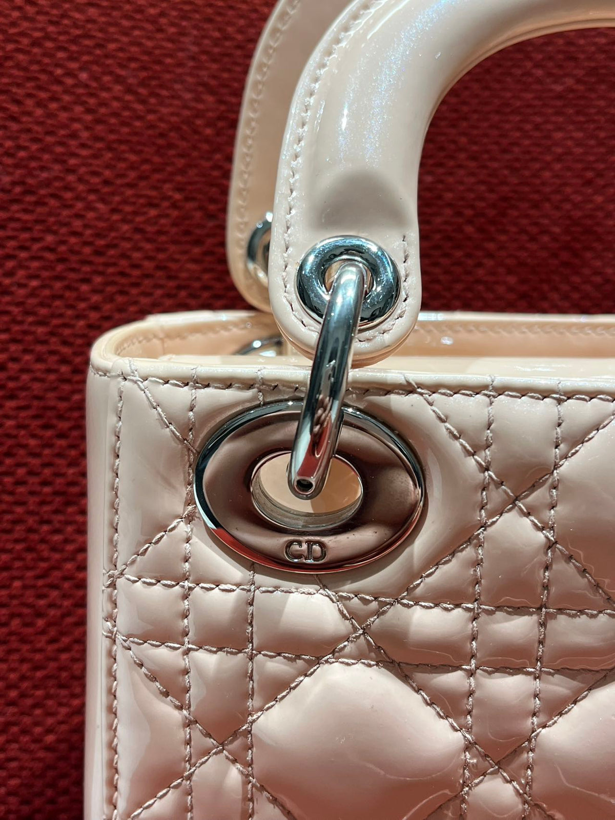 Lady dior mini pink patent leather