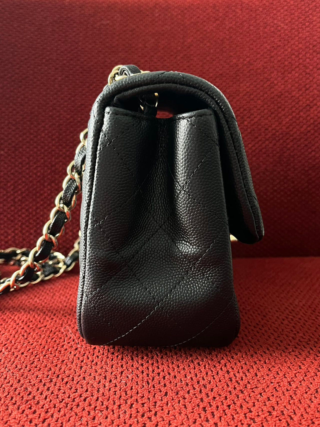 Chanel mini square flap bag caviar leather