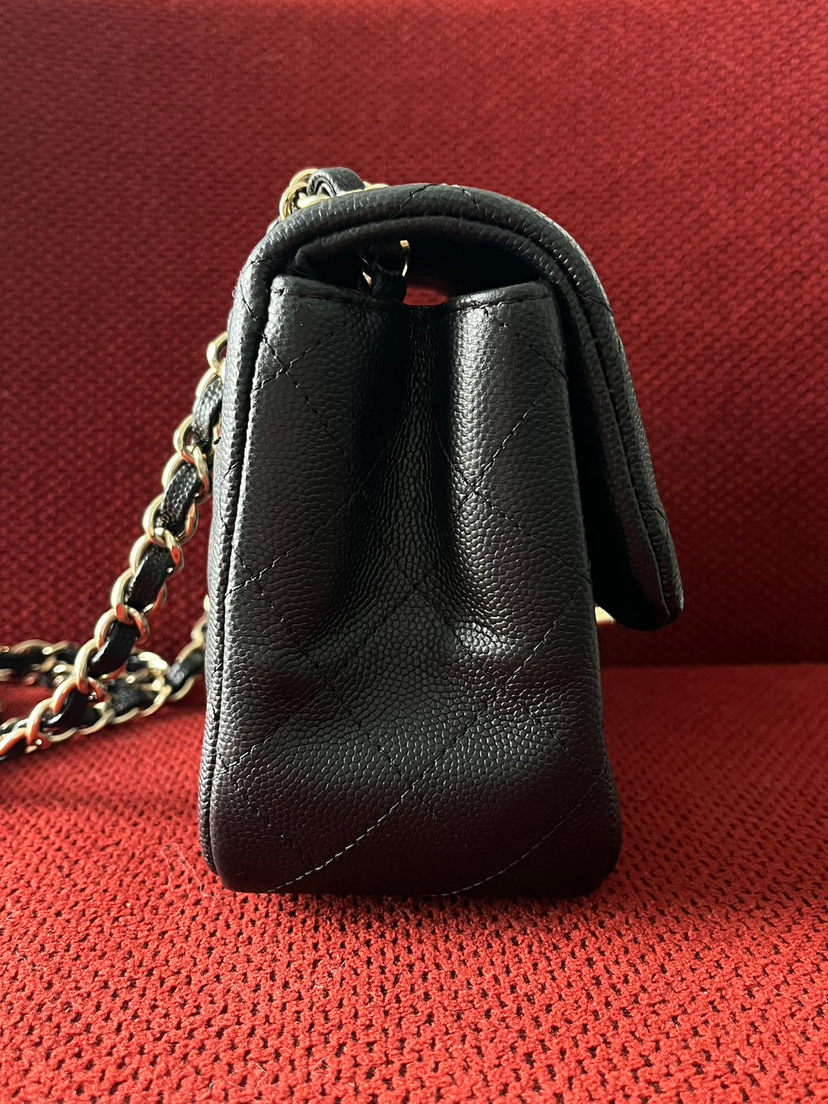 Chanel mini square flap bag caviar leather