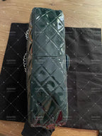 Chanel double flap bag patent leather dark green jumbo