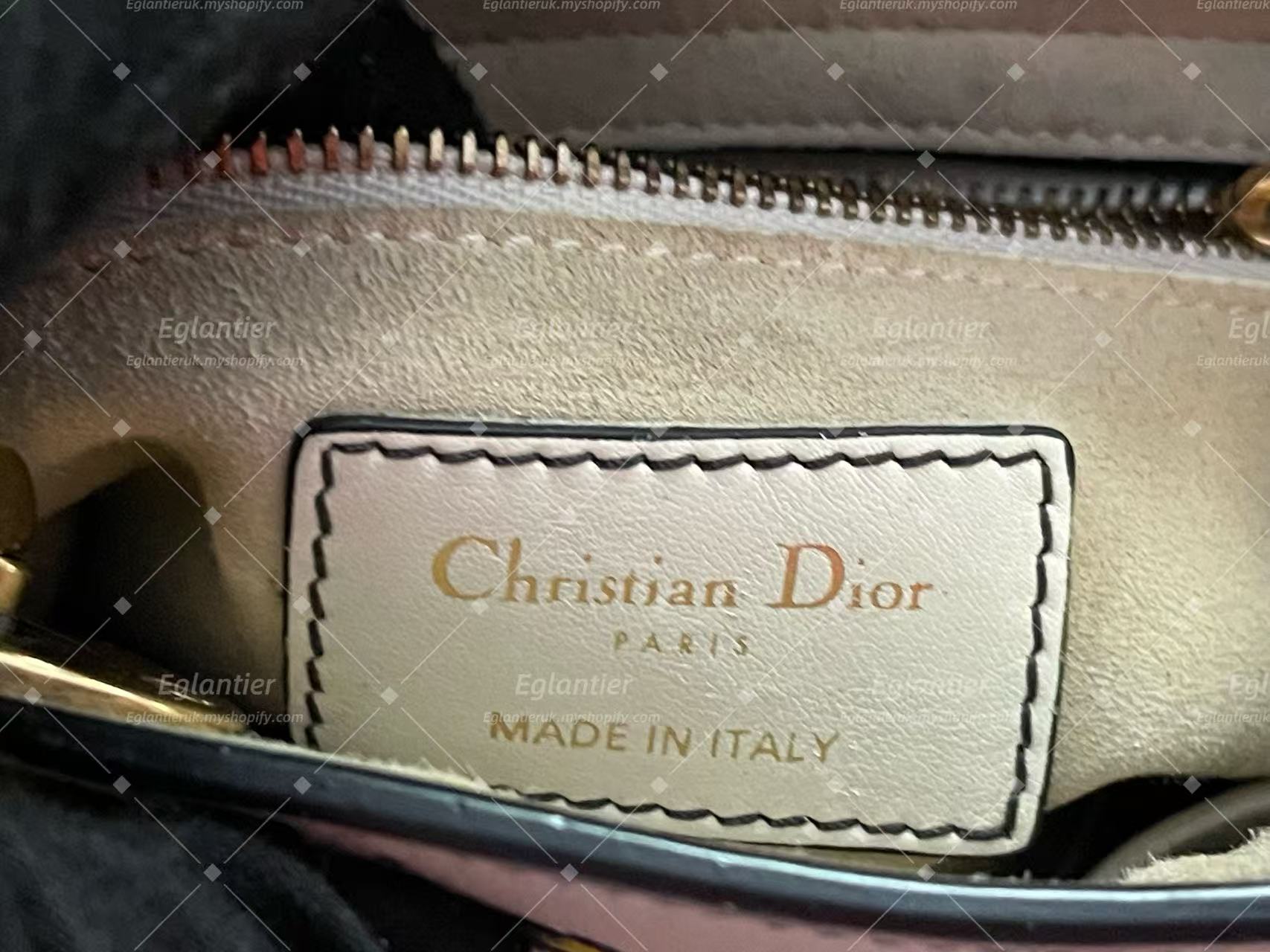 Lady dior min white calfskin with chain gold hardware