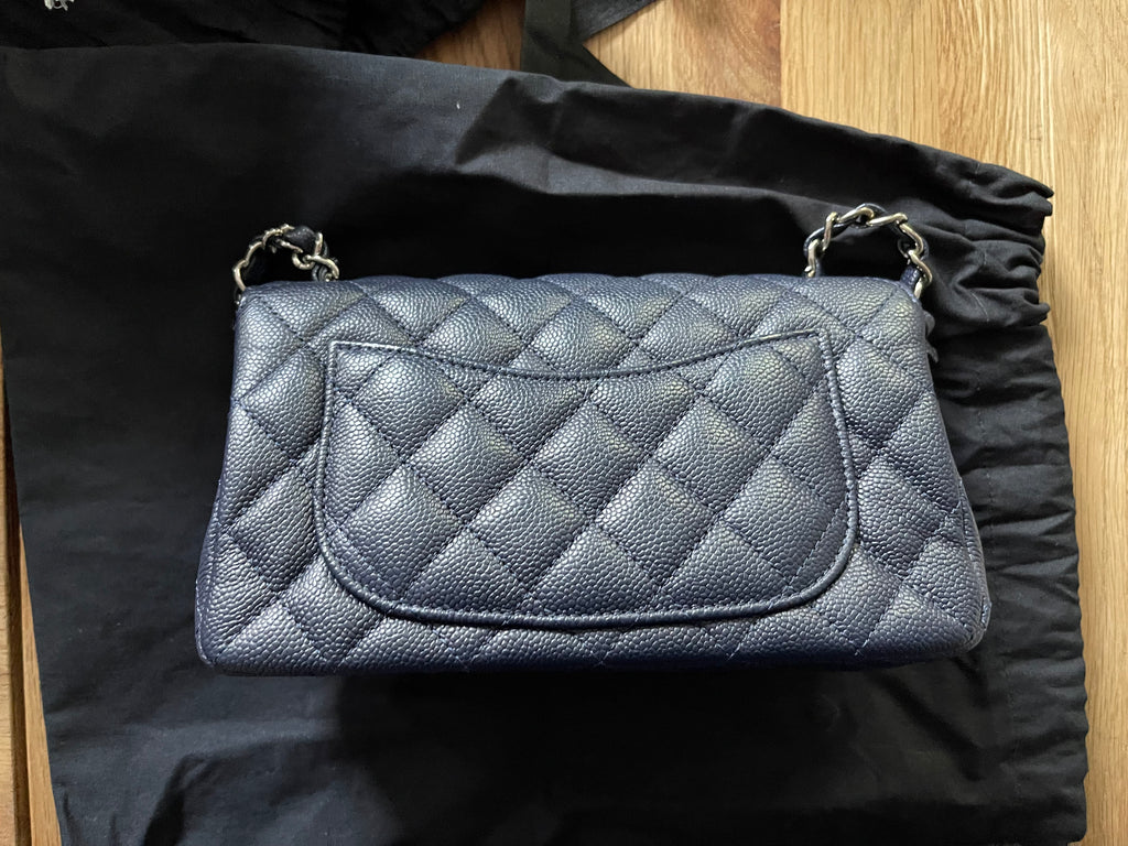 Chanel Timeless Classic Double Flap | mini | Blue Caviar | Silver Hardware | Pre-Owned |
