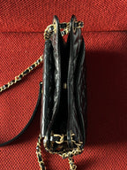 Chanel small hobo bag black crinkled calfskin gold hardware