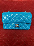 Chanel Timeless Classic flap mini rectangle patent blue