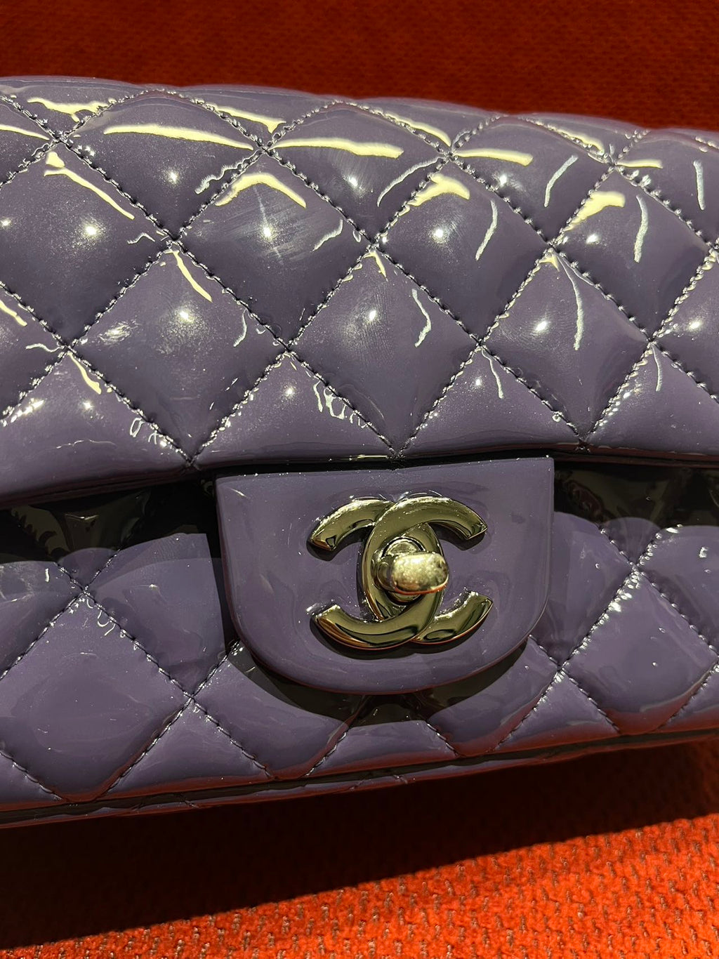 Chanel Timeless Classic flap mini rectangle patent purple