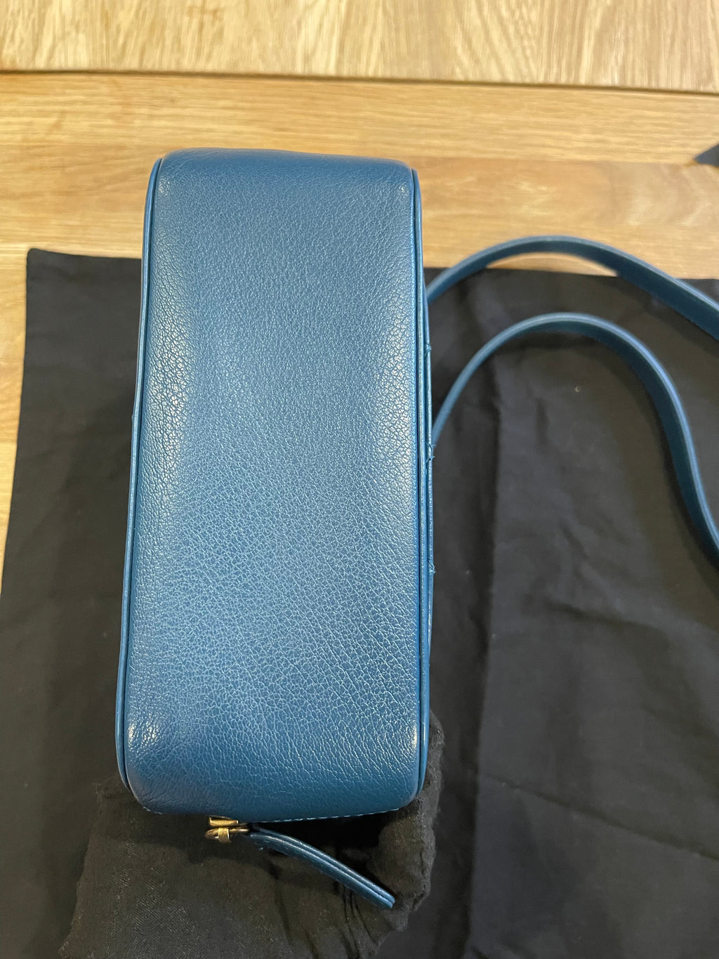 chanel small blue bag gold hardware