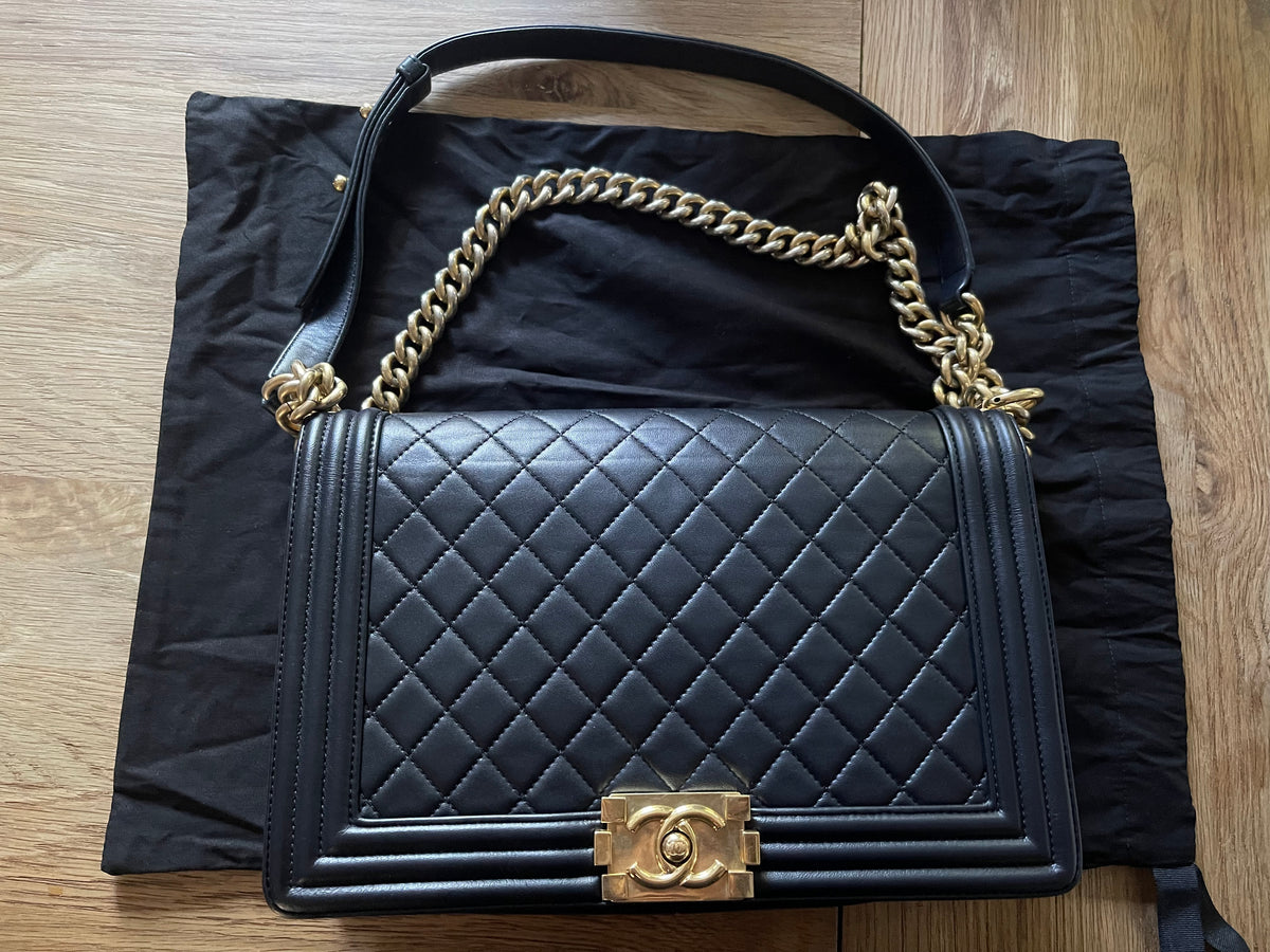 chanel leboy large black lambskin gold hardware