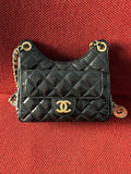 Chanel small hobo bag black crinkled calfskin gold hardware