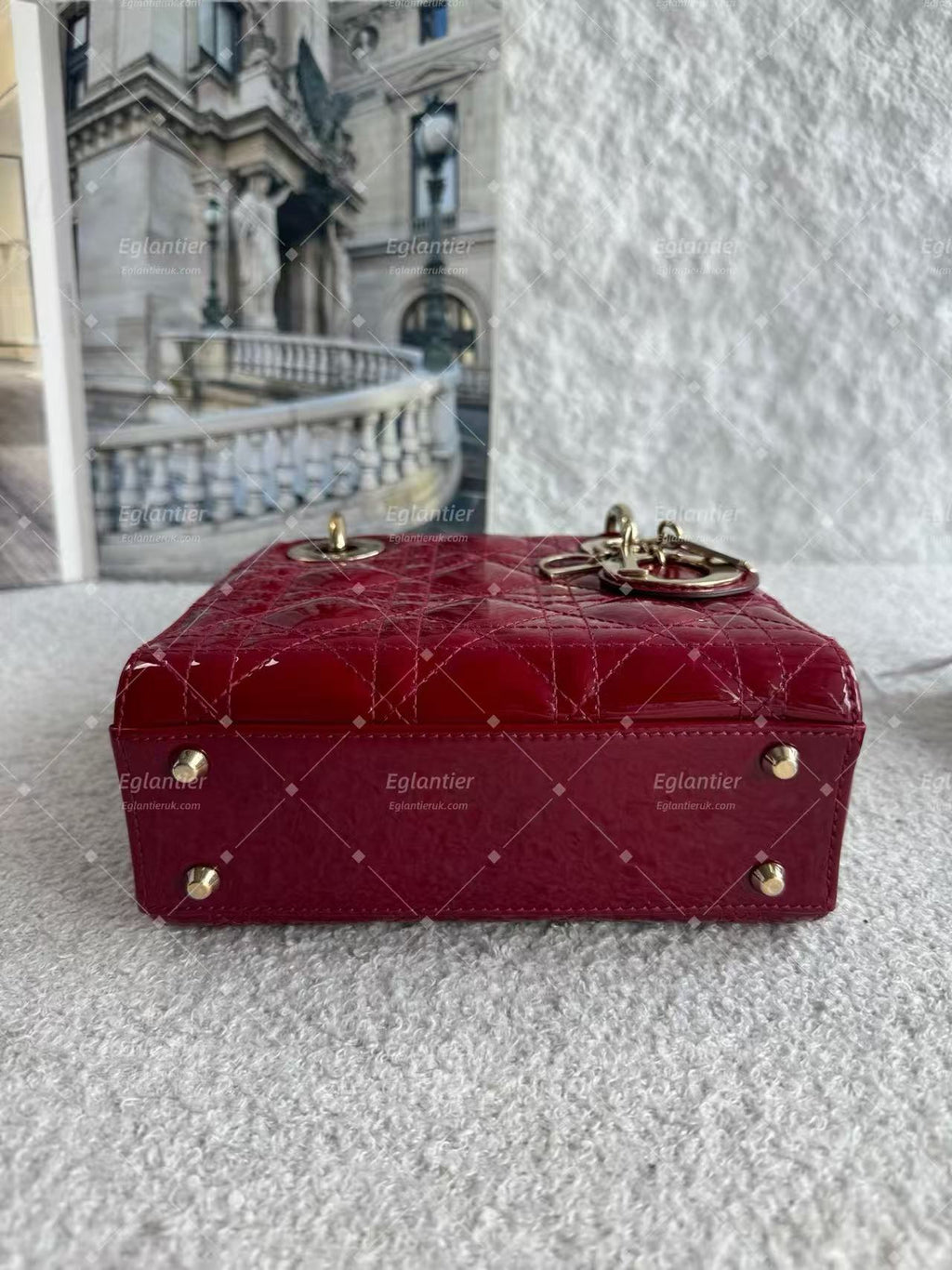 Lady dior mini red patent leather