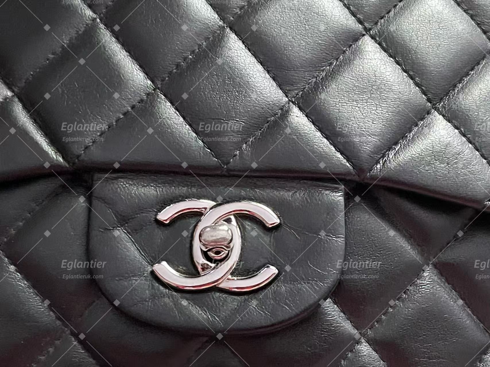 Chanel Timeless Classic single flap jumbo lambskin black silver hardware ID Card