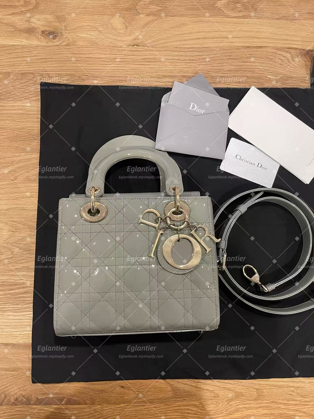 lady dior small gray patent