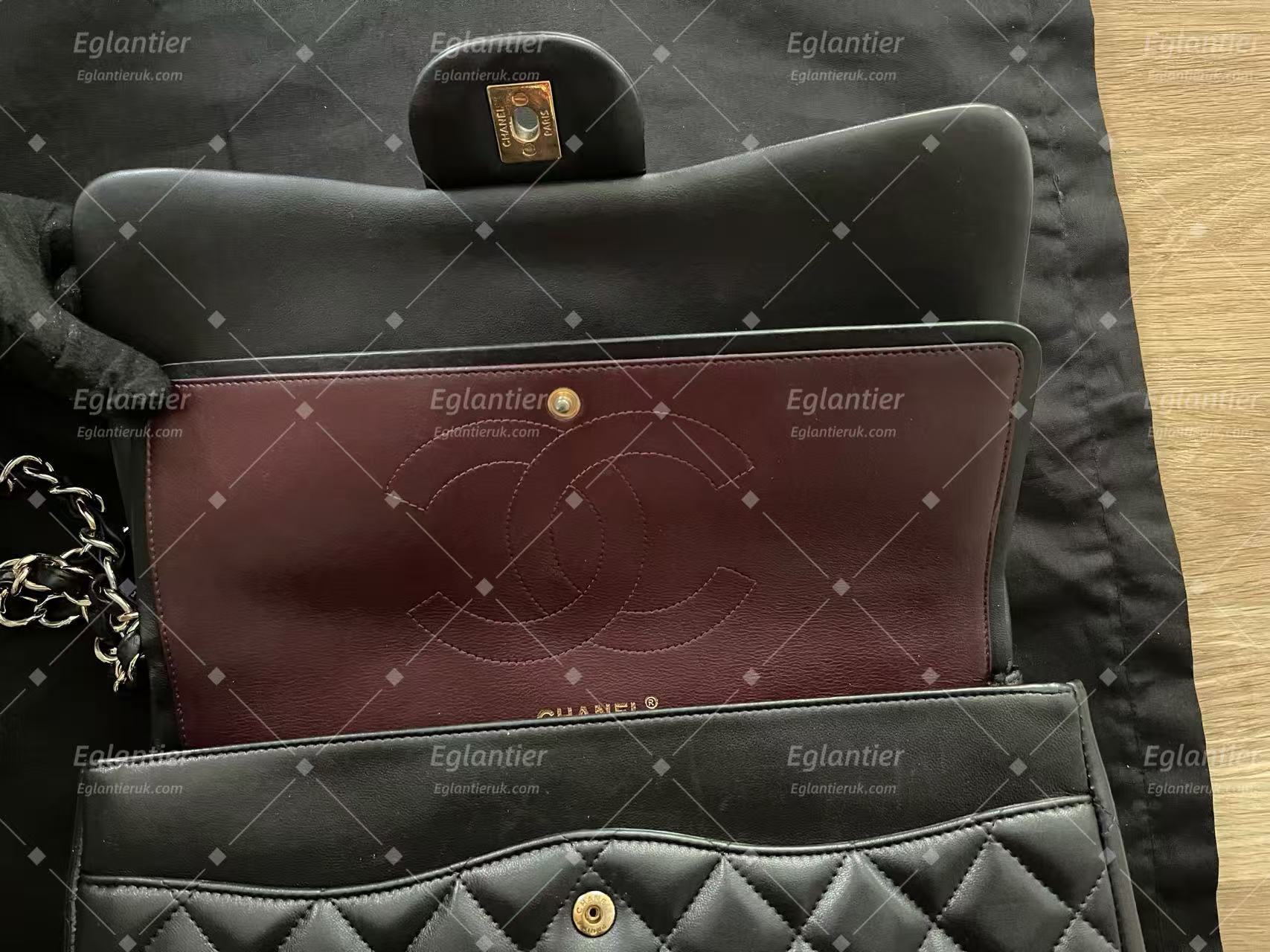 Chanel Timeless Classic double flap bag black jumbo gold hardware lambskin