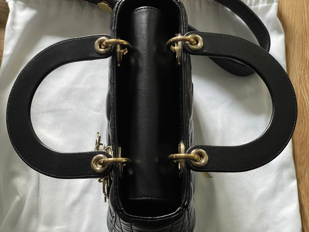 lady dior small black lambskin silver hardware