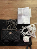 Chanel Black Quilted Chain Shoulder Crossbody Handbag Top Handle Bag