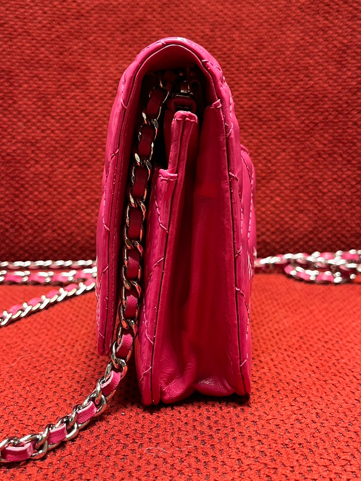 Chanel Timeless Wallet On Chain WOC pink patent leather