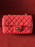 Chanel Timeless Classic flap mini rectangle patent pink