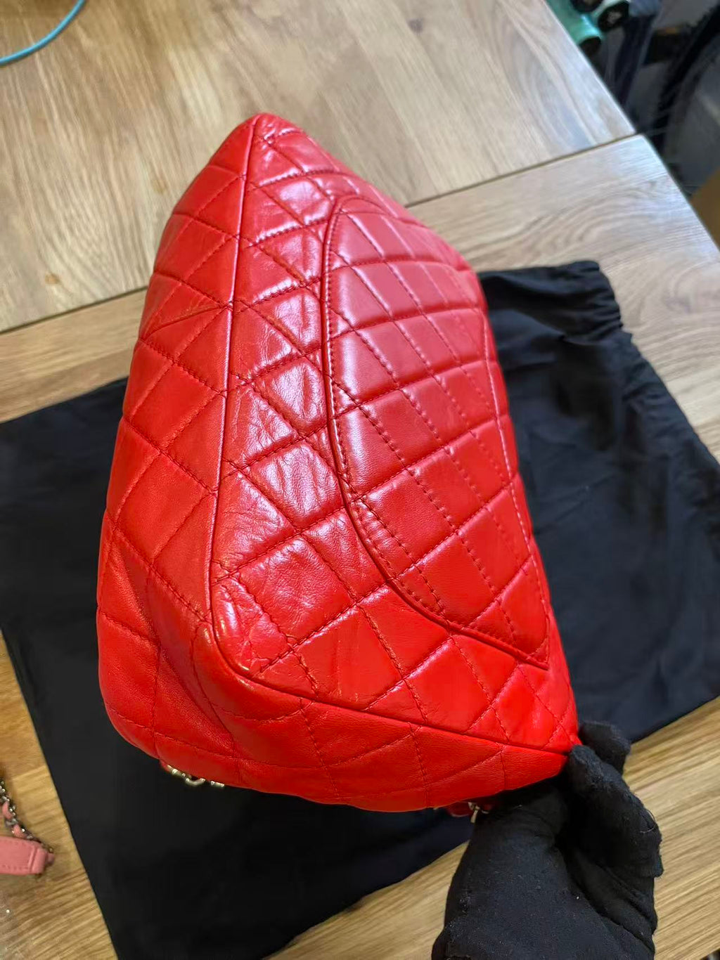 Chanel single flap bag red jumbo gold hardware lambskin