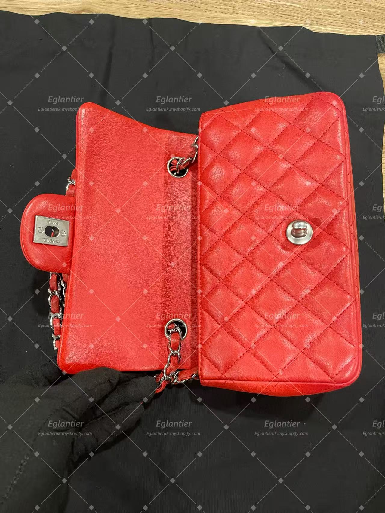 Chanel Timeless Classic flap mini rectangle lambskin red