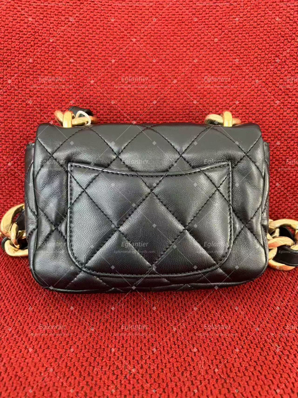 Chanel mini square flap bag lambskin gold hardware