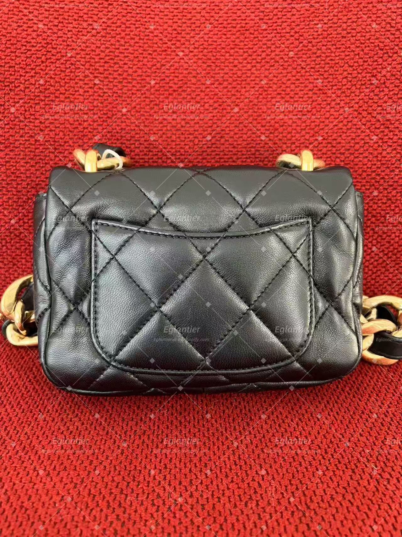 Chanel mini square flap bag lambskin gold hardware