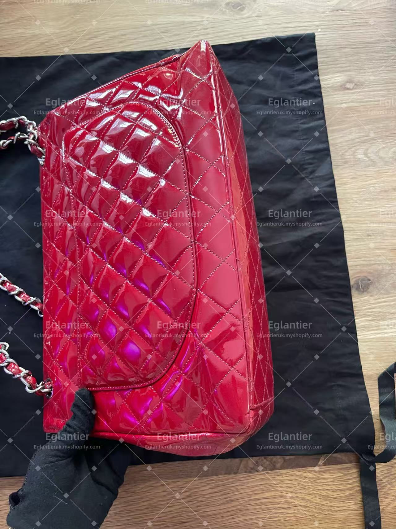 Chanel Timeless Classic flap maxi patent red