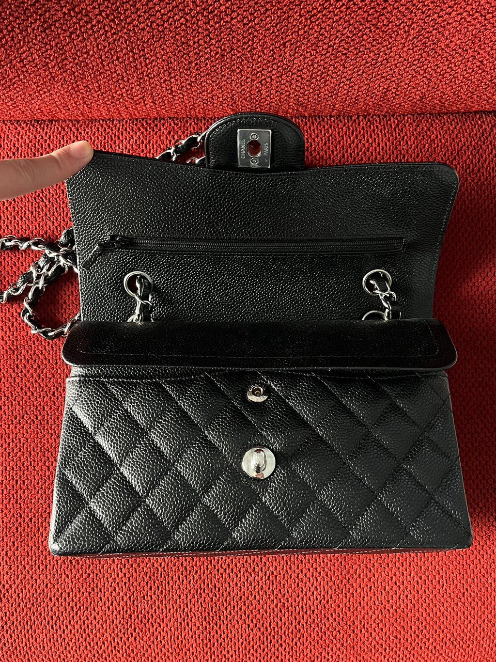 Chanel Timeless Classic Double Flap | small| Black Caviar | silver Hardware | Pre-Owned|microchip year 2023