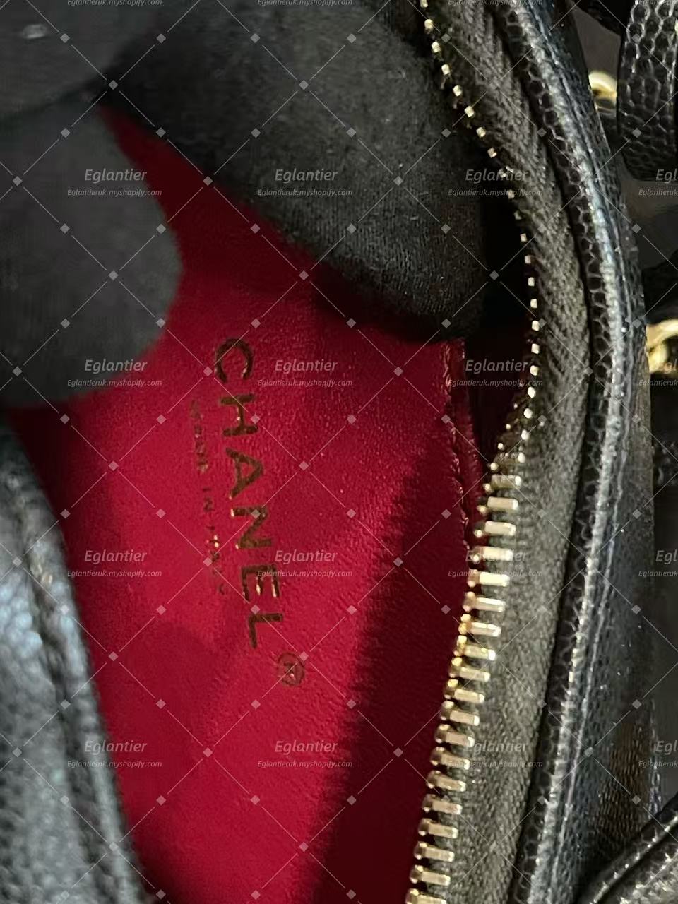 Chanel Small Quilted Vanity Case with Chain - Black with ID card