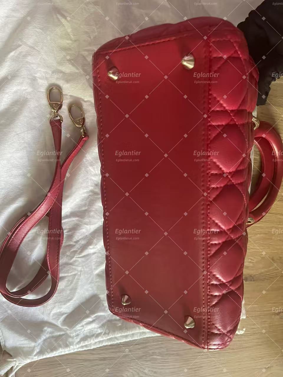 lady dior medium red lambskin