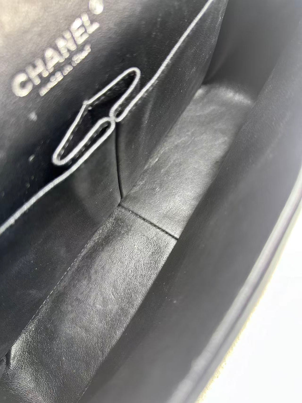 Chanel double flap bag black patent jumbo