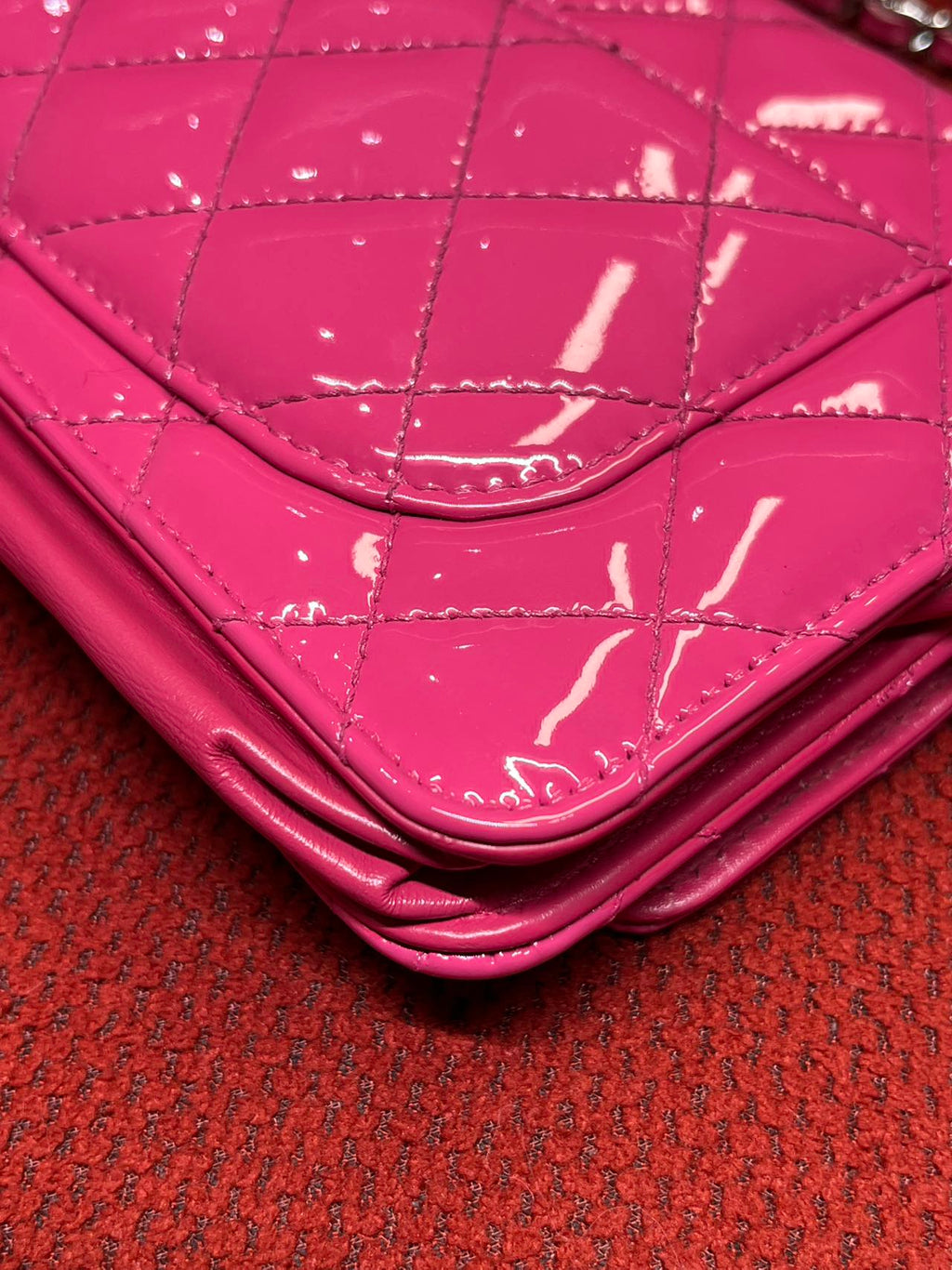 Chanel Timeless Wallet On Chain WOC pink patent leather