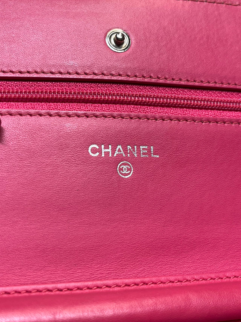 Chanel Timeless Wallet On Chain WOC pink patent leather