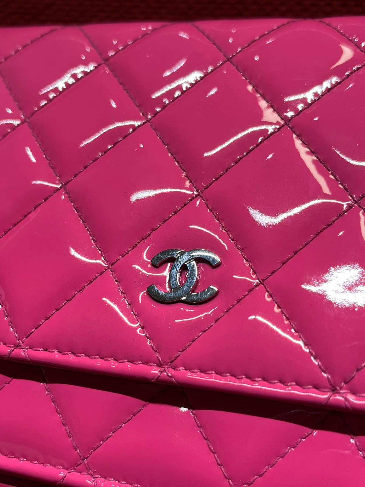 Chanel Timeless Wallet On Chain WOC pink patent leather