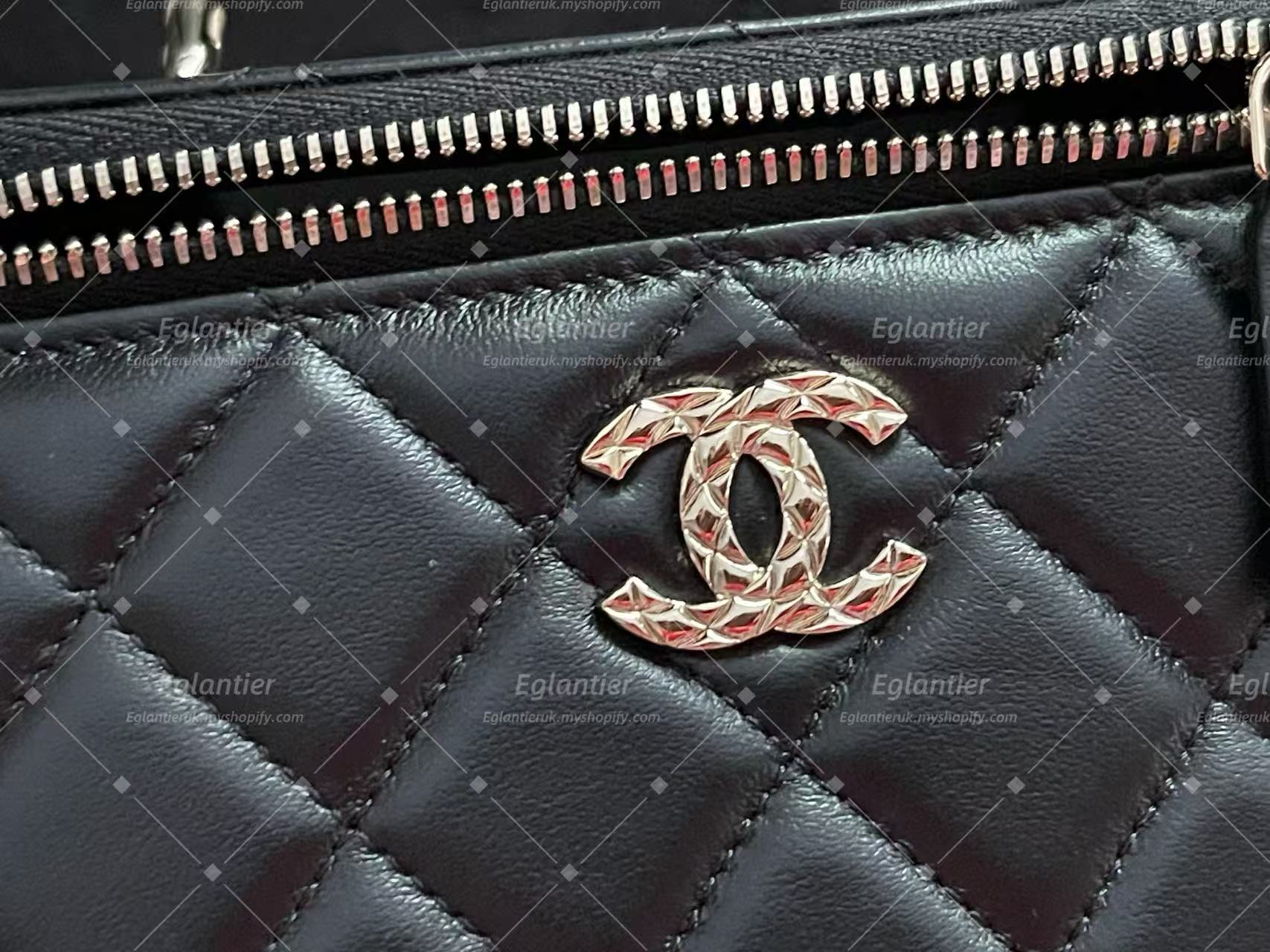 Chanel Black Quilted Chain Shoulder Crossbody Handbag Top Handle Bag