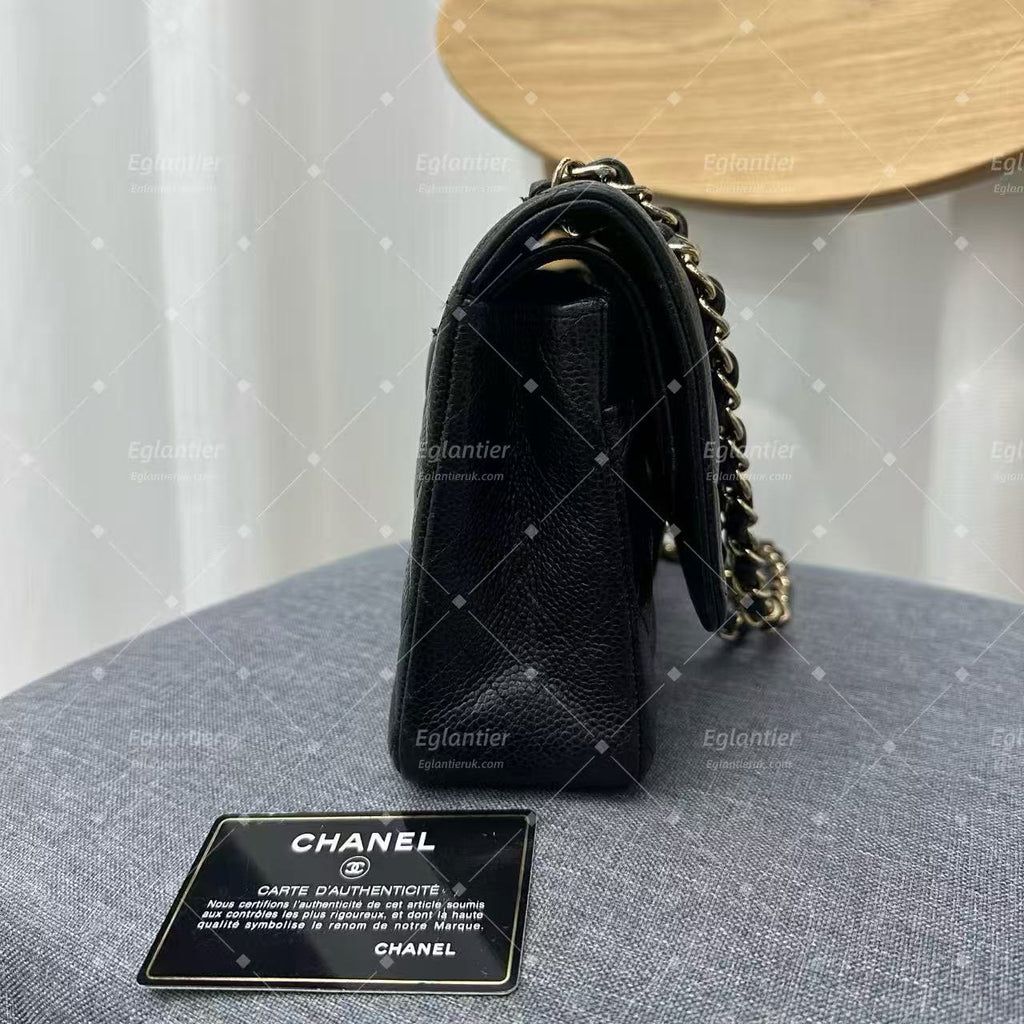 Chanel Timeless Classic Double Flap | Medium | Black Caviar | Gold Hardware | Pre-Owned| ID CARD