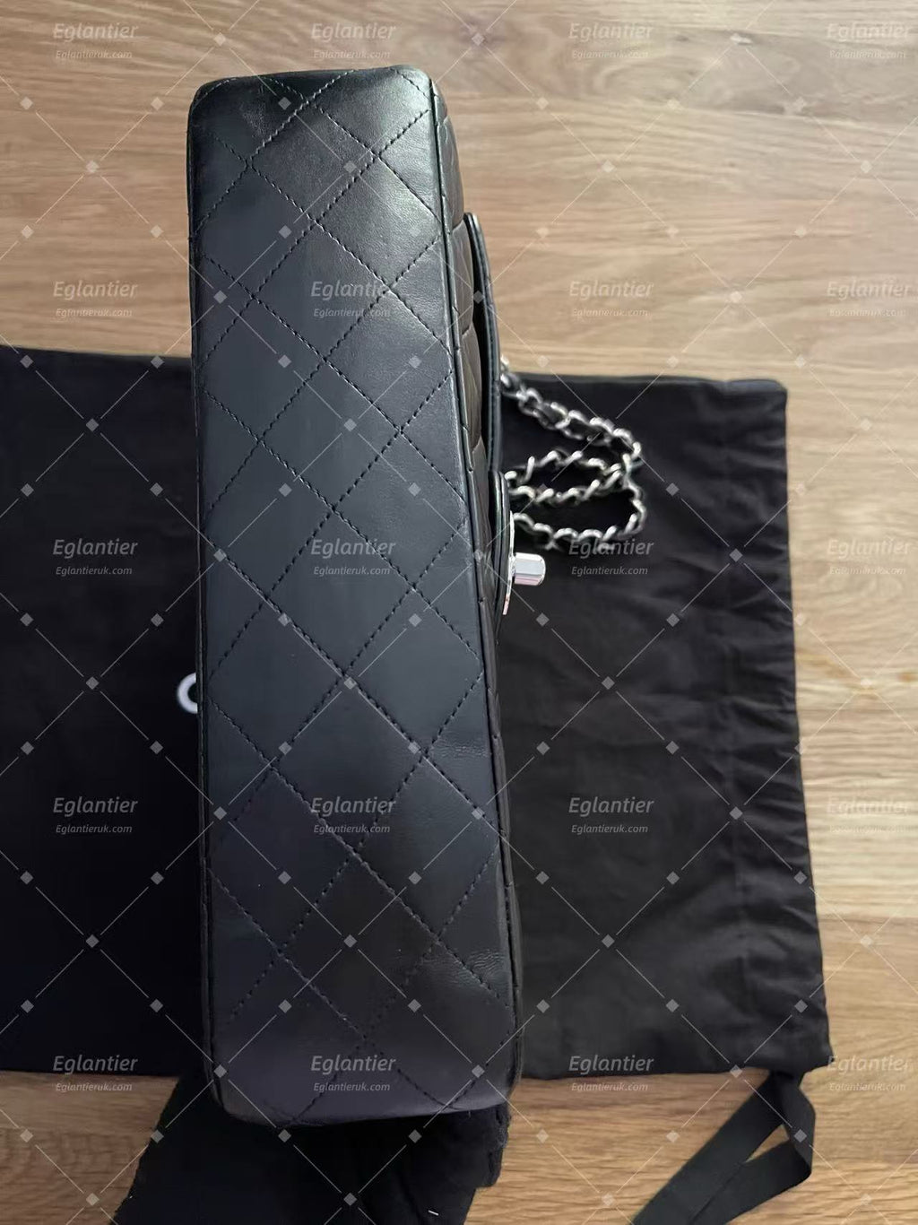 Chanel Classic double flap bag lambskin black medium silver hardware