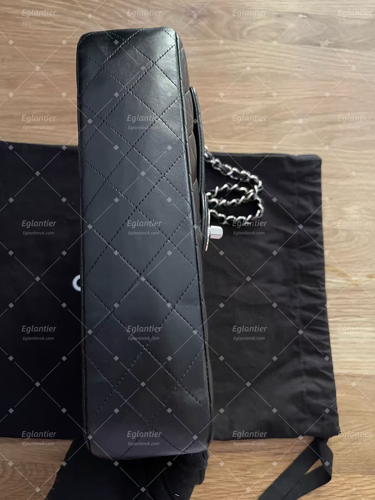 Chanel Classic double flap bag lambskin black medium silver hardware