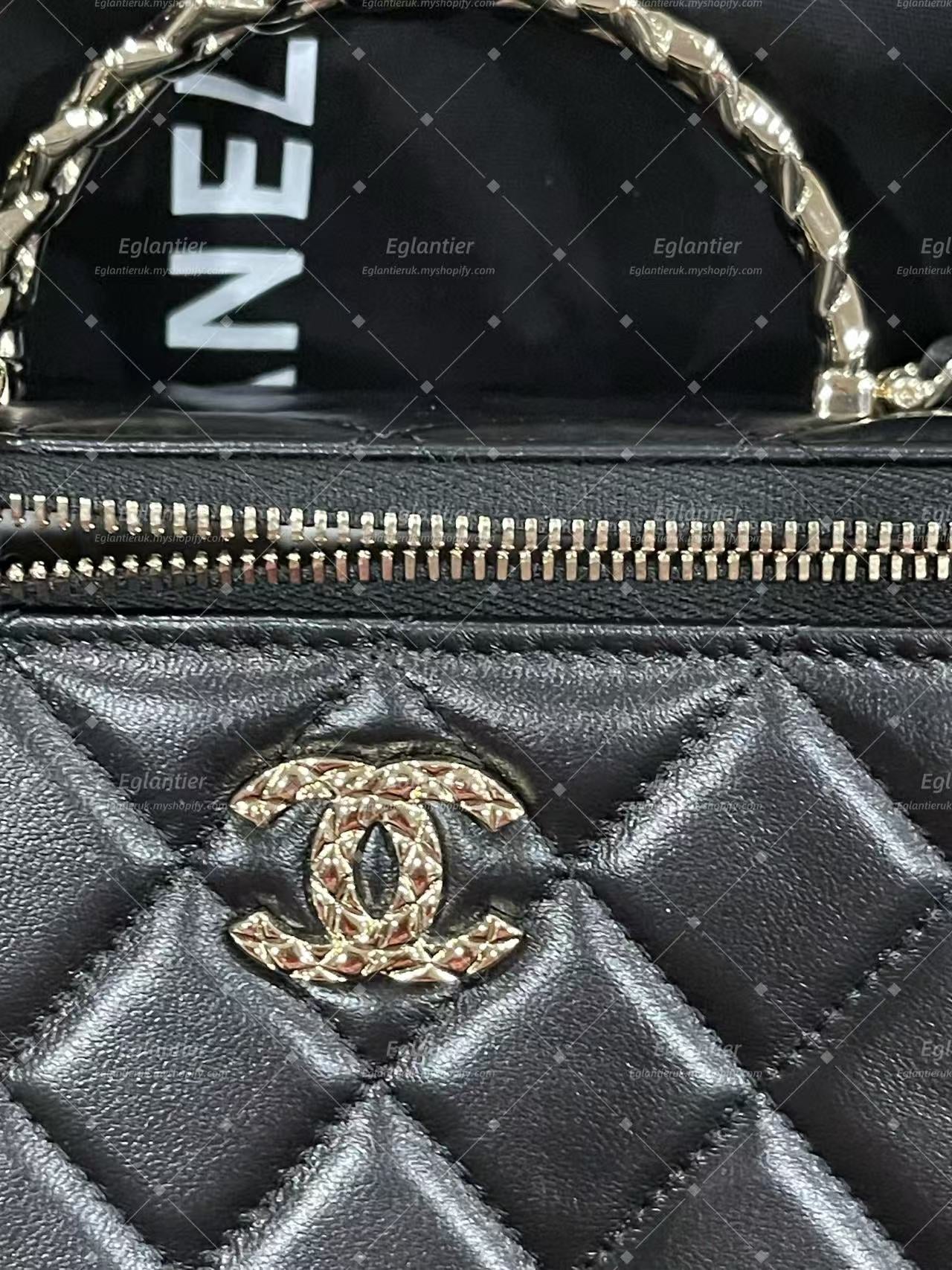 Chanel Black Quilted Chain Shoulder Crossbody Handbag Top Handle Bag