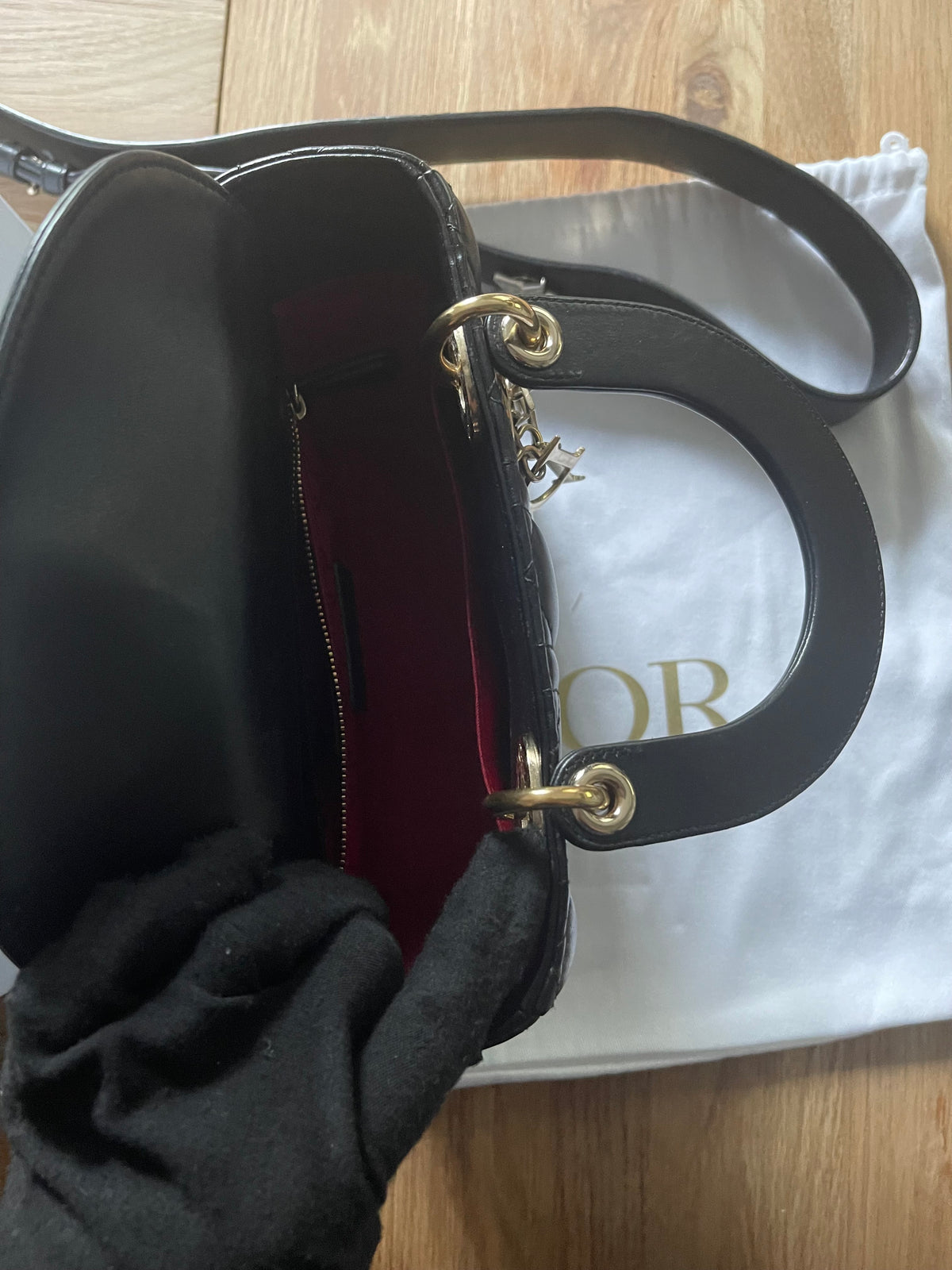 lady dior small black lambskin silver hardware