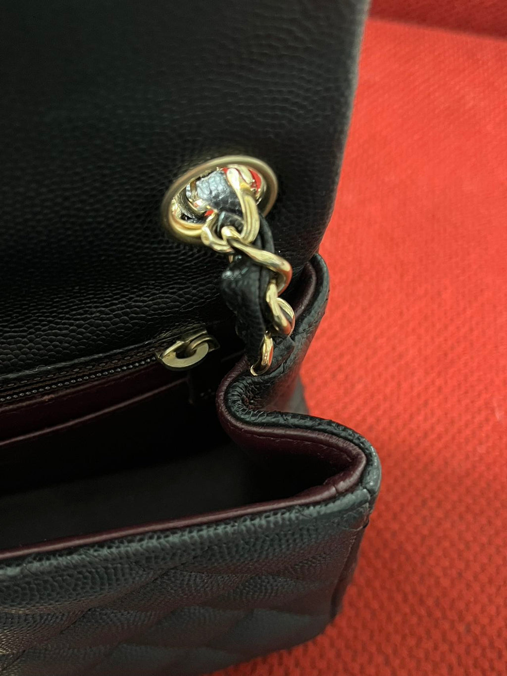 Chanel mini square flap bag caviar leather