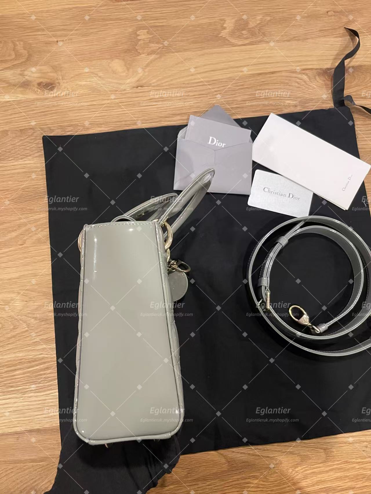 lady dior small gray patent
