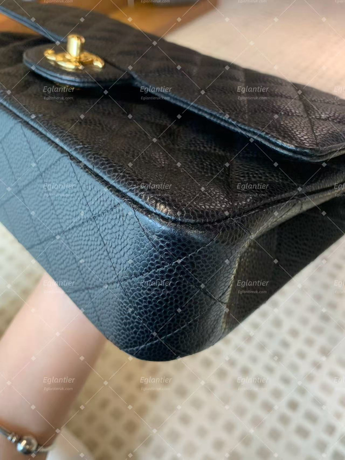 Chanel Timeless Classic Double Flap | Medium | Black Caviar | Gold Hardware | Pre-Owned| ID CARD