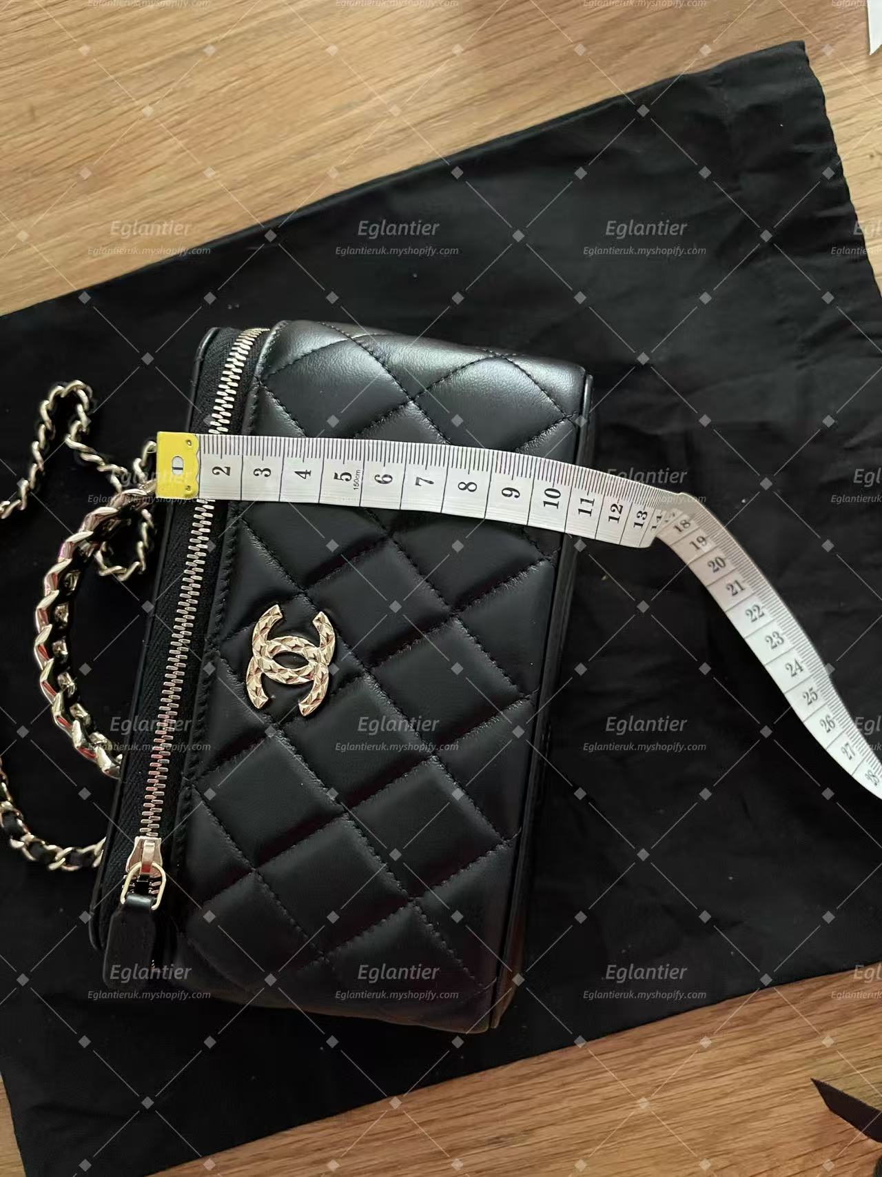 Chanel Black Quilted Chain Shoulder Crossbody Handbag Top Handle Bag