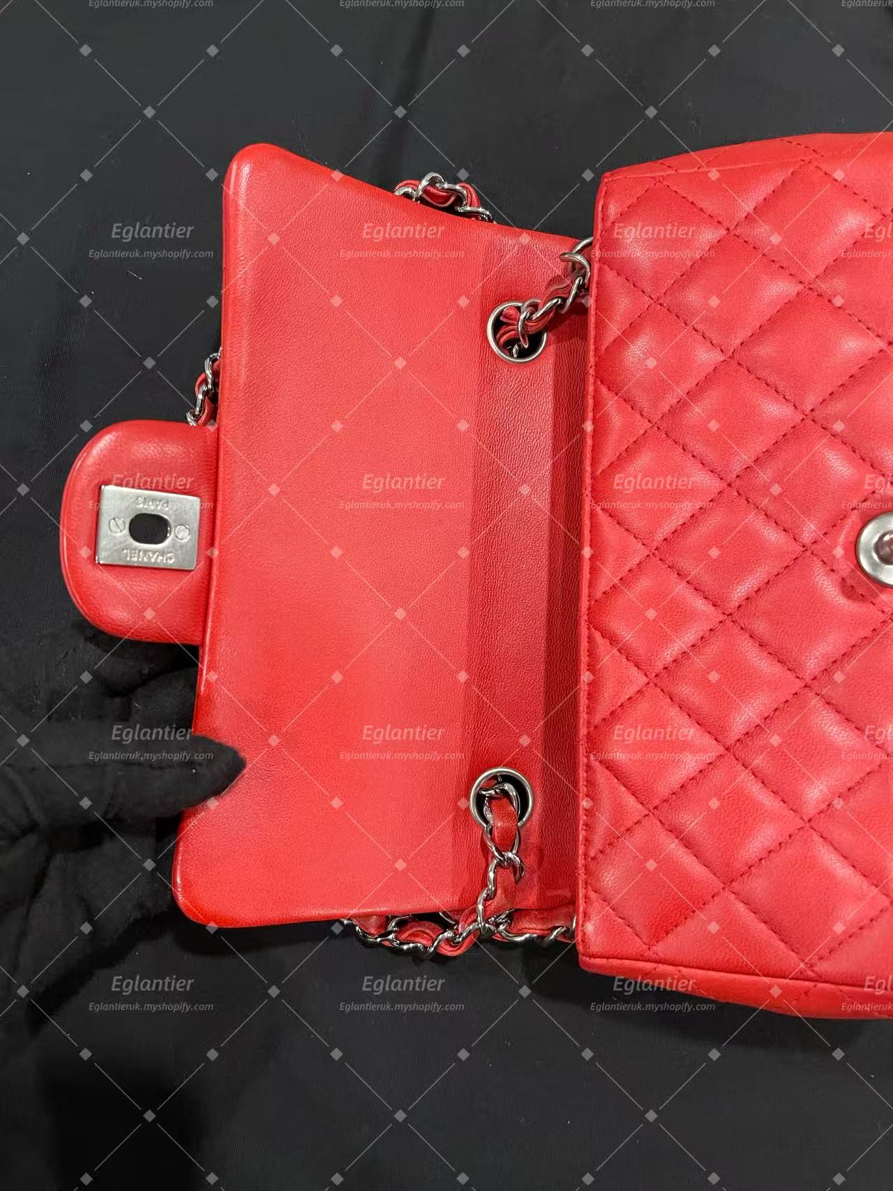 Chanel Timeless Classic flap mini rectangle lambskin red