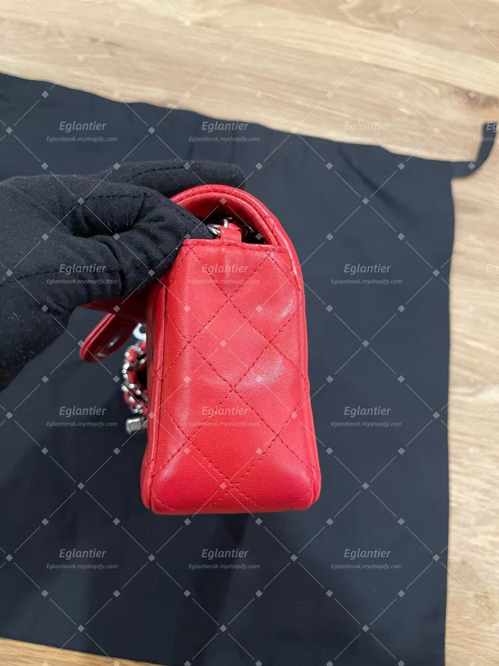 Chanel Timeless Classic flap mini rectangle lambskin red