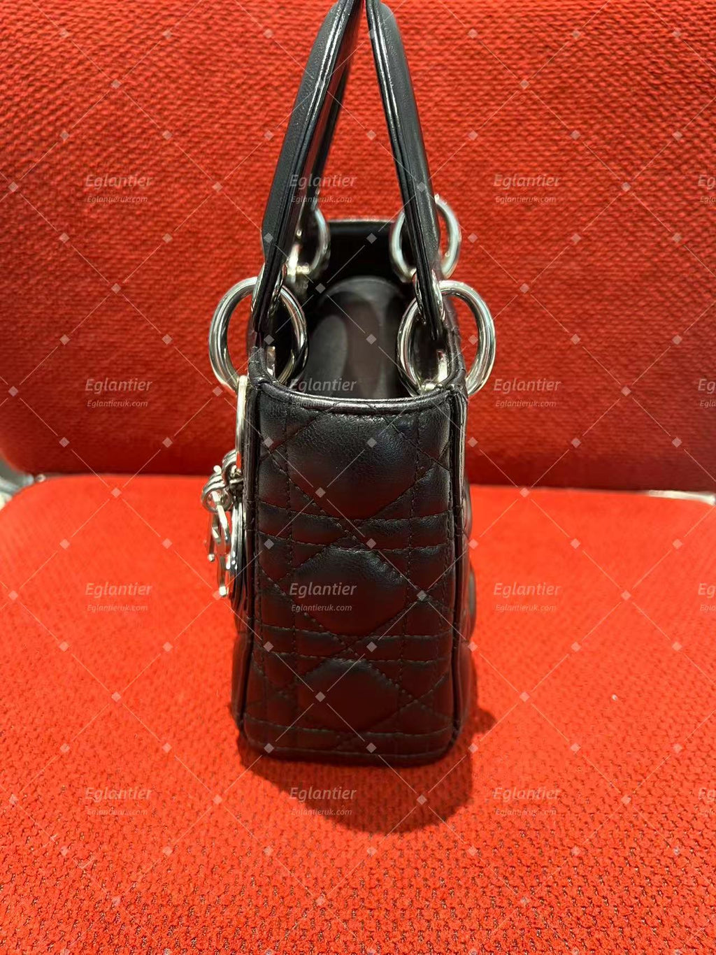lady dior mini black lambskin silver hardware